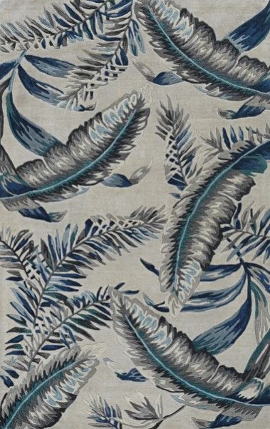 KAS Rugs Havana Grey/Blue Tropics 5'x8' Area Rug-0