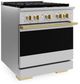 ZLINE Marino 30" Stainless Steel Pro Style Dual Fuel Range with 4-Burner DuoPro™ Cooktop and Electric Convection Oven and Polished Gold Accents-3