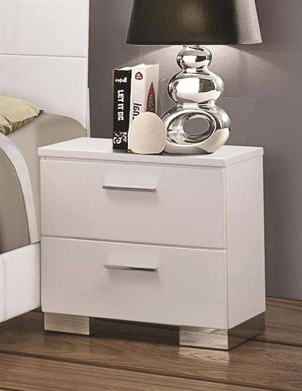 Coaster® Felicity Glossy White Nightstand-1