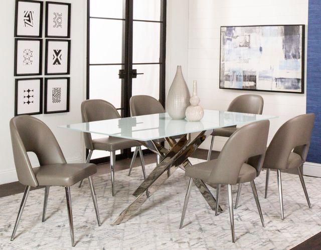 Cramco Aldo Super White Glass Top Dining Table with Chrome Base-2