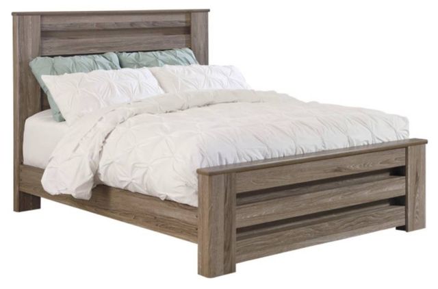 Signature Design by Ashley® Zelen 4-Piece Warm Gray Queen Panel Bed Set-1