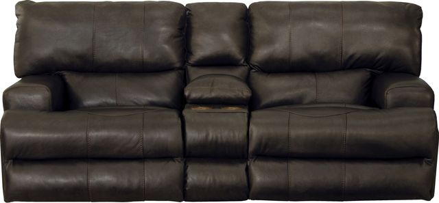 Catnapper® Wembley Chocolate Power Reclining Lay Flat Console Loveseat with Power Headrest and Lumbar-0
