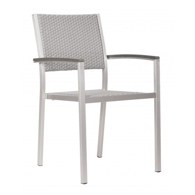 Zuo® Modern Metropolitan Brushed Aluminum Arm Chair-0