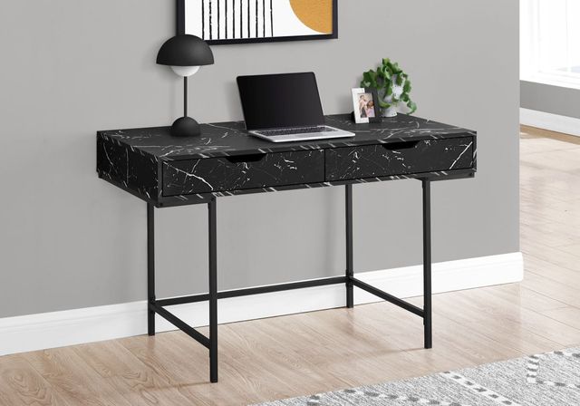Monarch Specialties Inc. Black/Black Marble Computer Desk-2