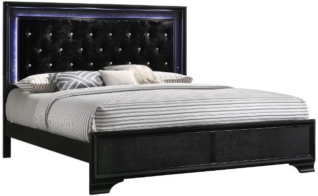 Crown Mark Micah Black King Upholstered Panel Bed-0