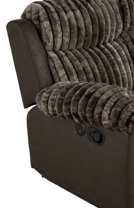 Furniture of America® Dionysus Brown Manual Glider Recliner-3