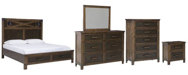 Benchcraft® Wyattfield 5-Piece Two-Tone Queen Storage Panel Bed Set-0