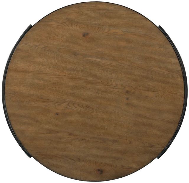 Hammary® Olmsted Rustic Oak Round Coffee Table with Black Base-4