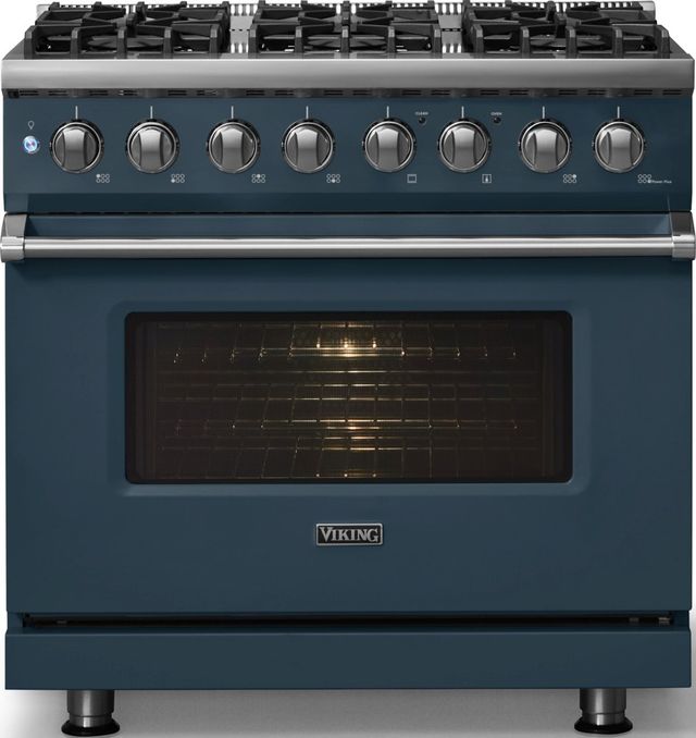 Viking® 5 Series 36" Squall Pro Style Dual Fuel (LP) Range with Polished Chrome Trim-2