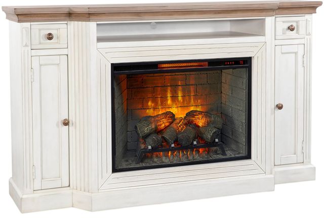 Sunny Designs™ Pasadena Buckskin/Marble White TV Console without Slate with Fireplace Option-2
