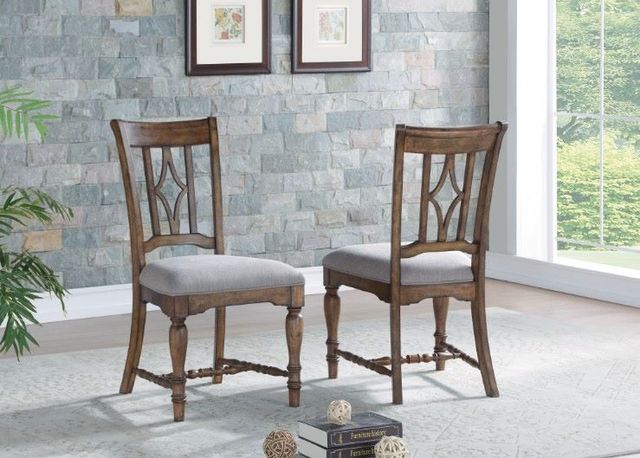 Flexsteel® Plymouth 2-Piece Distressed Medium Brown/Gray Upholstered Dining Chair Set-1