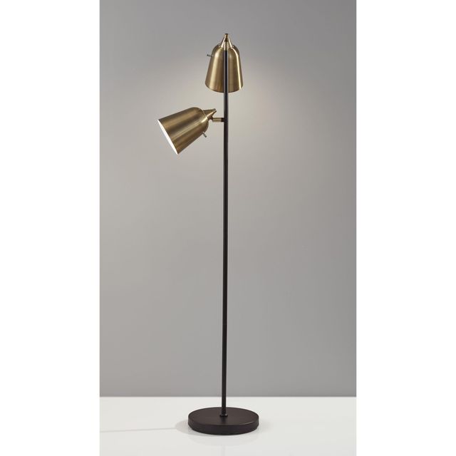 Adesso® Malcolm Matte Black And Antique Brass Floor Lamp-1