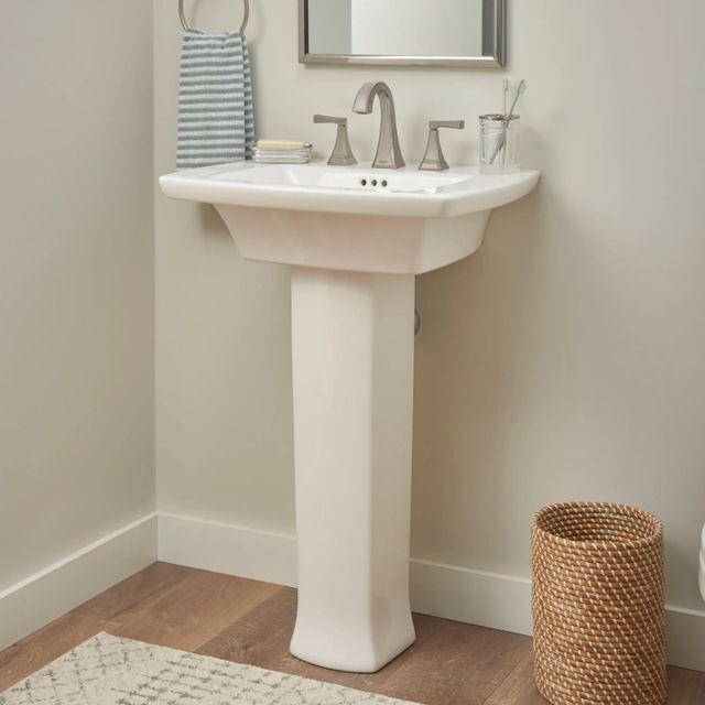American Standard Edgemere White 8" Widespread Pedestal Sink Top and Leg Combination-3