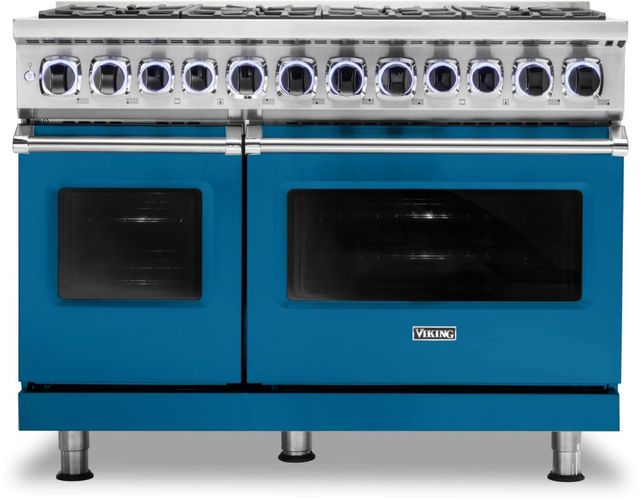 Viking® 7 Series 48" Alluvial Blue Pro Style Dual Fuel Natural Gas Range-0