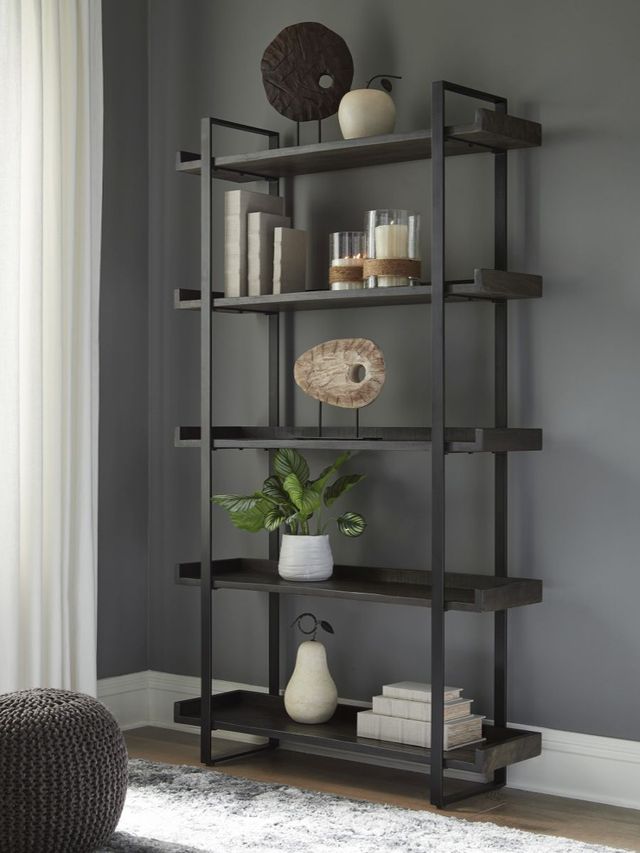 Signature Design by Ashley® Kevmart Black/Grayish Brown Bookcase-3