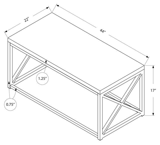 Monarch Specialties Inc. Glossy White Chrome Metal Coffee Table-2