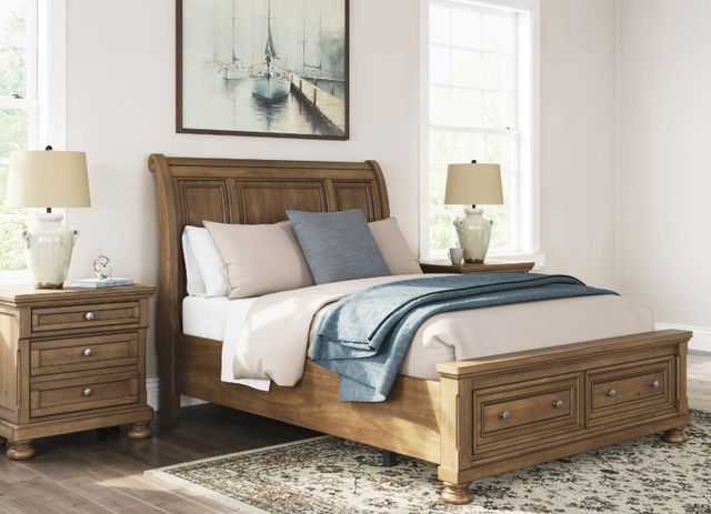 Signature Design by Ashley® Vandenmore Medium Brown California King Storage Sleigh Bed-1