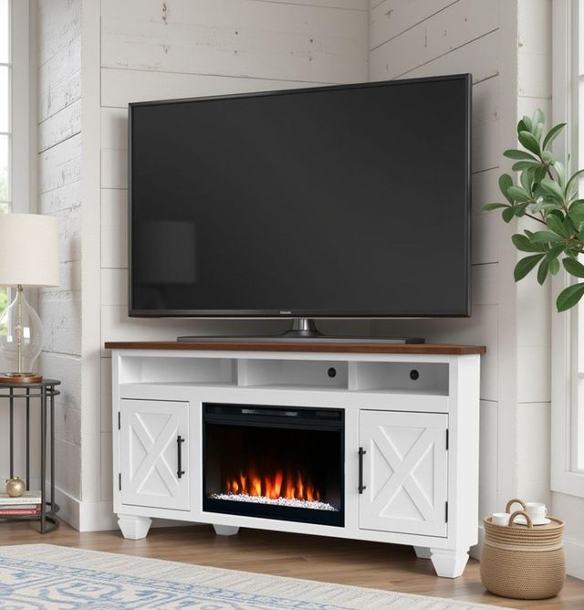 Legends Home Real Cozy Liberty White 64" Corner Fireplace Console-1