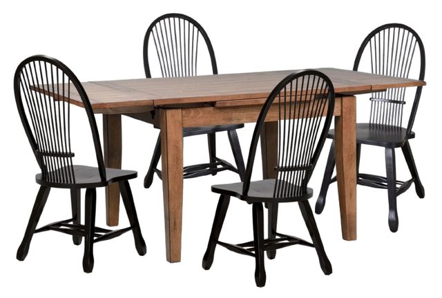 Liberty Furniture Treasures 5-Piece Black/Rustic Oak Rectangular Dining Set-0