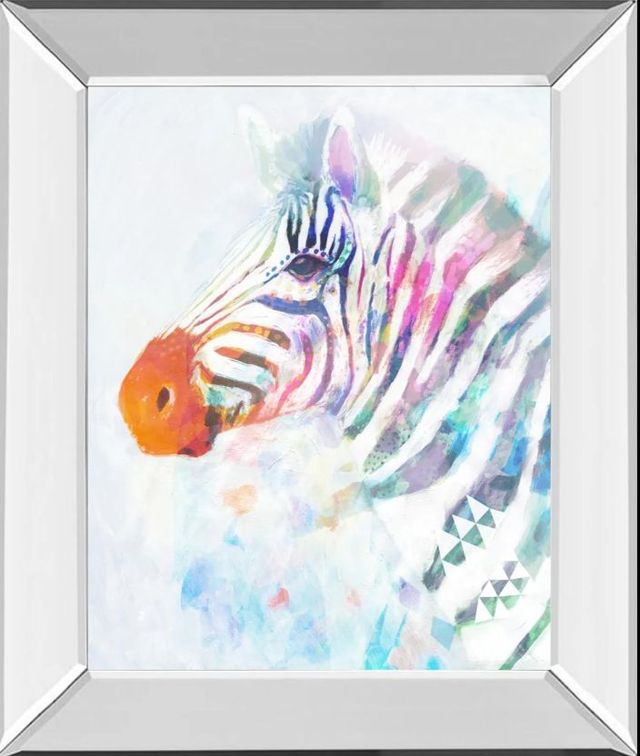 Classy Art Fluorescent Zebra I by Victoria Borges Mirror Framed Wall Art-0
