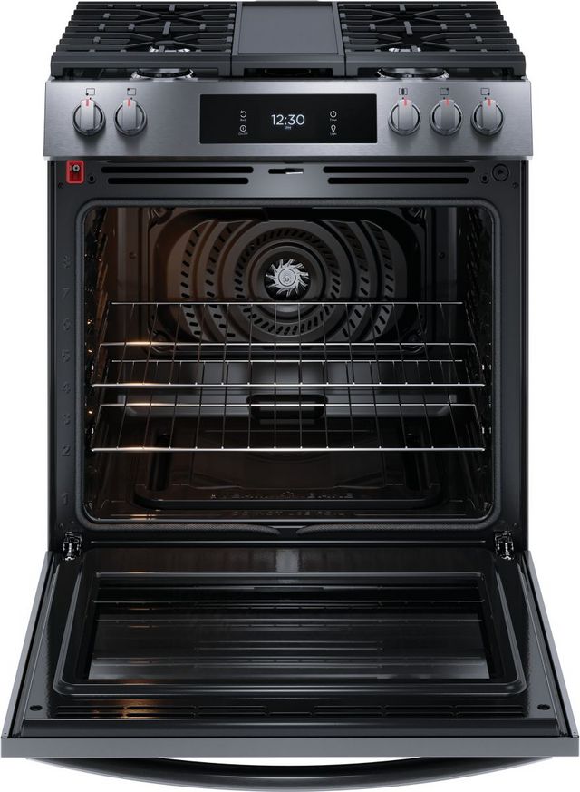 Frigidaire Gallery® 30" Smudge-Proof® Black Stainless Steel Slide In Gas Range-1