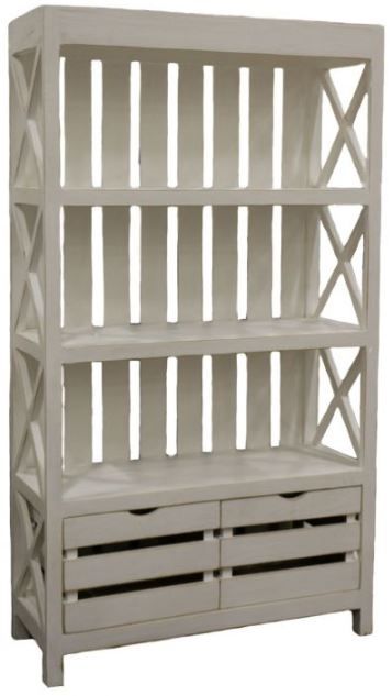 Million Dollar Rustic Frosted White Crate Bookcase-0