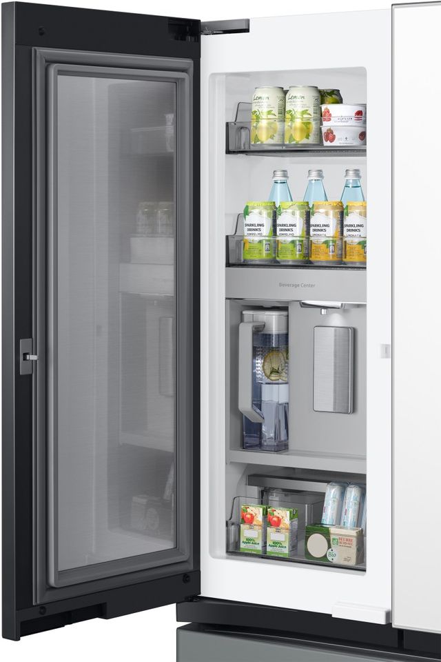 Samsung Bespoke 36 in. 30.0 Cu. Ft. Matte Gray/White Glass 3-Door French Door Refrigerator with Family Hub™-6