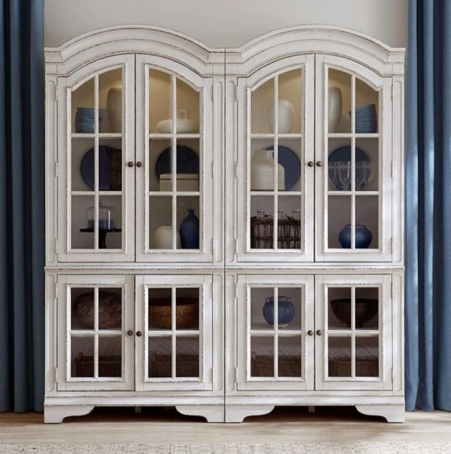 Liberty Furniture Magnolia Manor 2-Piece Antique White Display Cabinet-1