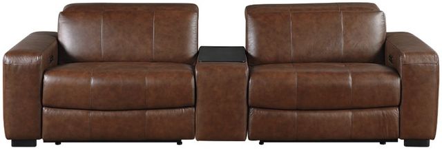 Homelegance® Sutton 3-Piece Brown Double Power Reclining Sectional with Center Console-3