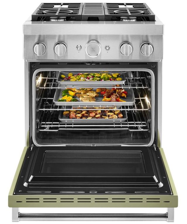 KitchenAid® 30" Avocado Cream Commercial-Style Freestanding Dual Fuel Range-2