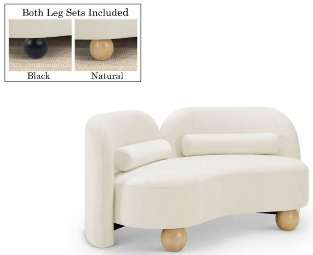 Meridian Furniture Daphne Cream 64" Velvet Loveseat-1