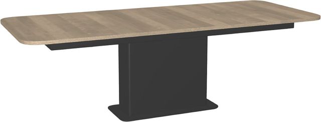 Amisco Customizable Lucarelli 120" Rectangular Extendable Table with 1" Birch Veneer Top, Radius Corners and 1 Leaf-0