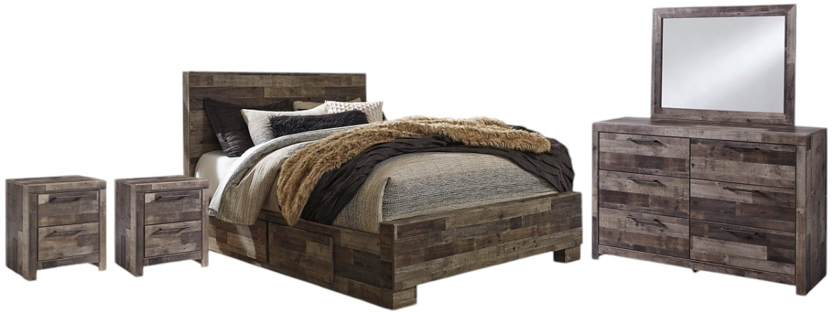 Derekson 5 Piece Queen Storage Bedroom - Multi Gray Derekson 5 Piece Queen Storage Bedroom - Multi Gray