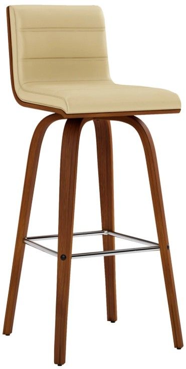Armen Living Vienna 2-Piece Cream/Walnut Swivel Barstool Set-0