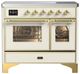 Ilve® Majestic III 40" Antique White Pro Style Induction Range with Triple Glass Door and Brass Trim-0