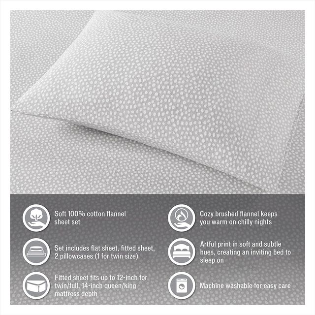 Olliix by True North by Sleep Philosophy Blue Forest King Cozy 100% Cotton Flannel Printed Sheet Set-4