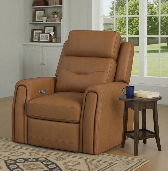 Flexsteel® Felix Toasted Almond Leather Power Recliner with Power Headrest and Lumbar-1