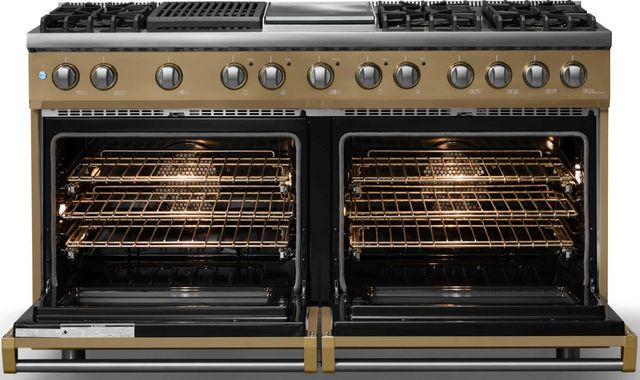 Viking® 5 Series 60" Golden Hour Pro Style Dual Fuel (LP) Range with Brushed Brass Trim-1