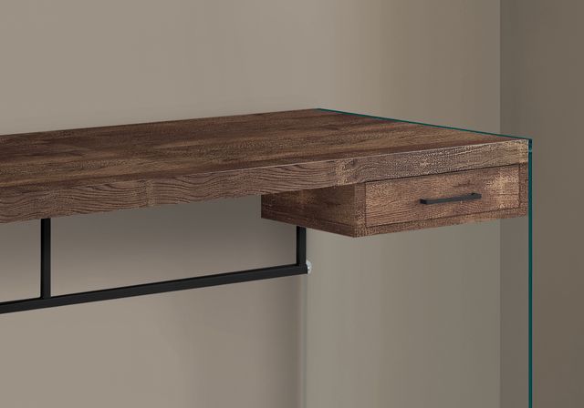 Monarch Specialties Inc. 48"L Brown Reclaimed Wood Glass Panel Computer Desk-1