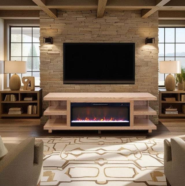 Legends Home Laurel Canyon Natural 82" Fireplace TV Console-1