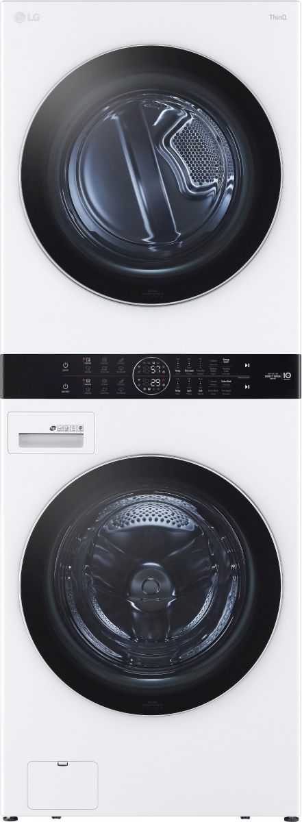 LG 4.5 Cu. Ft. Washer, 7.4 Cu. Ft. Electric Dryer White Front Load Stack Laundry