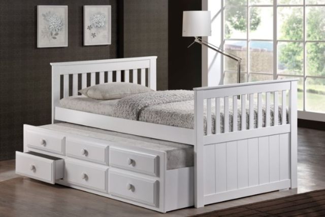 Milton Greens Stars White Twin Wooden Platform Bed with Trundle-1