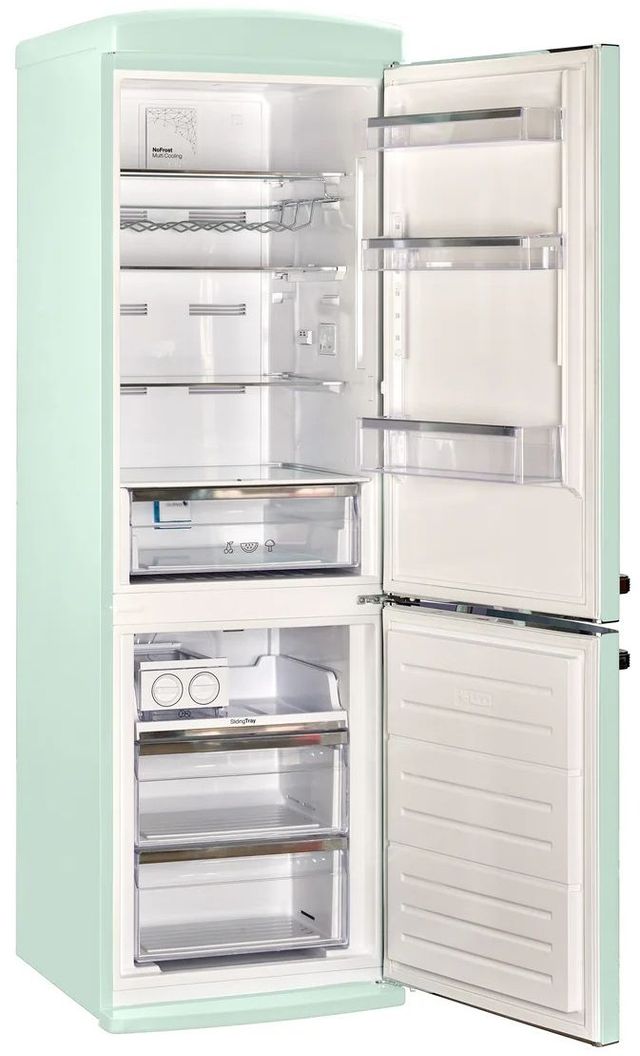 Unique® Appliances Classic Retro 24" 11.7 Cu. Ft. Summer Mint Green Counter Depth Bottom Freezer Refrigerator-3
