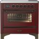 Ilve® Majestic III 36" Burgundy Pro Style Induction Range with Triple Glass Door and Burnished Trim-0