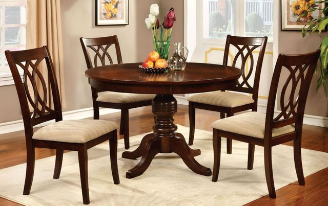 Furniture of America® Carlisle 2-Piece Beige/Brown Cherry Dining Side Chair Set-2