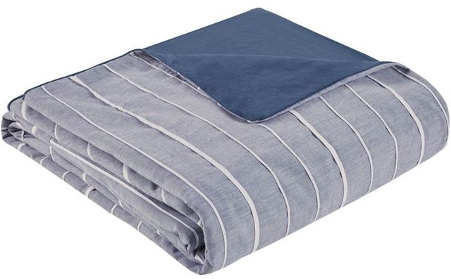 Olliix by Urban Habitat 5 Piece Chambray Indigo Full/Queen Bergen Cotton Rich Duvet Cover Set-3