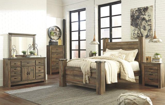 Signature Design by Ashley® Trinell Rustic Brown King Poster Bed-2
