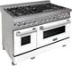 ZLINE 60" Satin Stainless Steel Pro Style Dual Fuel Range with White Matte Door-3