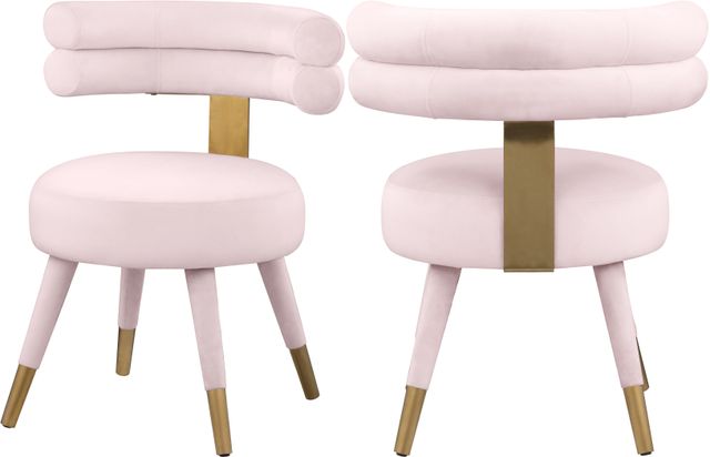 Meridian Furniture Fitzroy Pink Velvet Dining Chair-1