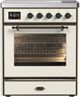Ilve® Majestic III 30" Antique White Pro Style Induction Range with Triple Glass Door and Burnished Trim-0